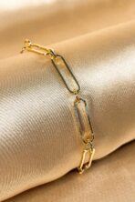 Pulseira De Elos Intercalados Com Círculo Banhado Em Ouro 18k [F027] - Image 2