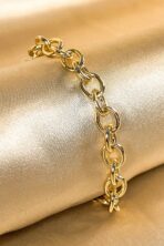 Pulseira Com Elo Oval Médio Banhados Em Ouro 18k [F027] - Image 2