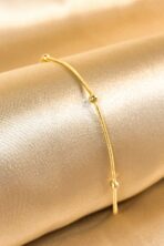 Pulseira Corrente Lisa Com Bolinhas Banhado Em Ouro 18k [F027] - Image 2