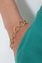 Pulseira Elo Losango Com Fecho Boia Banhado Em Ouro 18k [F027]
