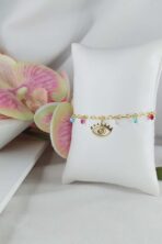 Pulseira Olho Grego Com Zircônias Coloridas Banhado Em Ouro 18k [F027] - Image 2