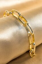 Pulseira De Elos Intercalados Grandes Banhados A Ouro 18k [F027] - Image 2
