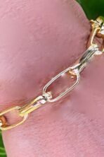 Pulseira De Elos Intercalados Grandes Banhados A Ouro 18k [F027]