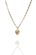 Pulseira Com Coração De Zircônias Coloridas Banhado A Ouro 18k [F027] - Image 3