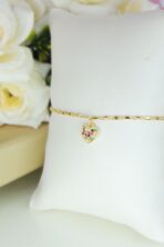 Pulseira Com Coração De Zircônias Coloridas Banhado A Ouro 18k [F027] - Image 2