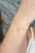 Pulseira Com Coração De Zircônias Coloridas Banhado A Ouro 18k [F027]
