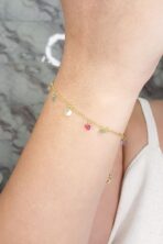 Pulseira De Zircônias Coloridas Banhado A Ouro 18k [F027]