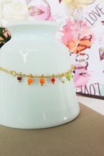 Pulseira Infantil De Pedrinhas Coloridas Banhado A Ouro 18k [F027] - Image 2