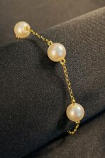 Pulseira De Pérolas Grandes Banhado Em Ouro 18k [F027] - Image 2