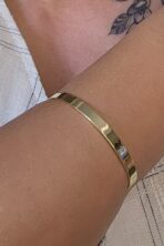 Bracelete Liso Largo Banhado Em Ouro 18k [F027]