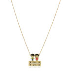 Colar Personalizado Com Crianças Colorida E Nomes Folheado Em Ouro 18k [F027]