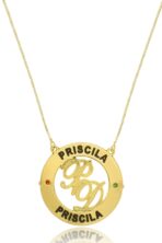 Colar Personalizado Mandala Circunferencial Com Nomes E Iniciais No Meio [F027]
