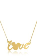 Colar Personalizado Love Mickey Folheado Em Ouro Ouro 18k [F027]