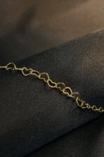 Tornozeleira Com Corrente De Corações Pequenos Banhado Em Ouro 18k [F027] - Image 2