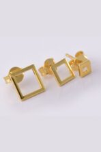Trio De Brincos Quadrados Banhado Em Ouro 18k [F027] - Image 3