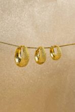 Trio De Brincos Argolinhas Grossas Banhado Em Ouro 18k [F027] - Image 2