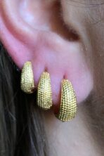 Trio De Brincos Argolinhas Grossas Banhado Em Ouro 18k [F027]