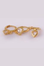 Trio Argolinha Coração De Zircônia Banhado Em Ouro 18k [F027] - Image 3