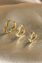 Trio De Brincos De Coração Banhado Em Ouro 18k [F027] - Image 2