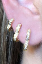 Trio De Brincos De Coração Banhado Em Ouro 18k [F027]