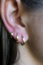 Trio De Brinco Liso Banhado Em Ouro 18k [F027]