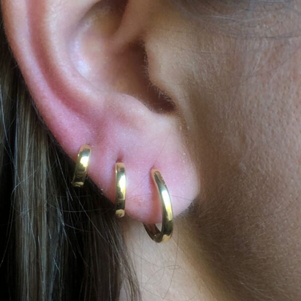 Trio De Brinco Liso Banhado Em Ouro 18k [F027]