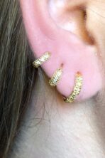Trio De Argolinhas Com Zirconia Banhado Em Ouro 18k [F027]