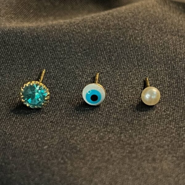 Trio De Olho Grego Banhado Em Ouro 18k [F027]