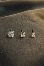 Trio De Zircônia Quadrada Lavanda Banhado Em Ouro 18k [F027]