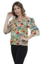 Blusa Ciganinha Estampa Floral Detalhe De Babado [F081]