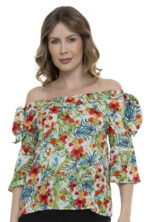 Blusa Ciganinha Estampa Floral Detalhe De Babado [F081] - Image 2