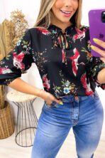 Blusa Crepe Manga Longa Beija Flor [F081] - Image 2