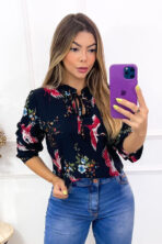 Blusa Crepe Manga Longa Beija Flor [F081] - Image 4