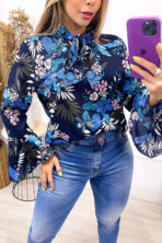 Blusa Crepe Manga Longa Detalhe Amarrar [F081] - Image 3
