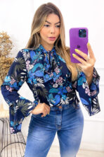 Blusa Crepe Manga Longa Detalhe Amarrar [F081] - Image 6