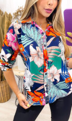 Blusa Crepe Manga Longa Detalhe Floral [F081] - Image 2