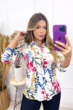 Blusa Crepe Manga Longa Folhagem [F081] - Image 4