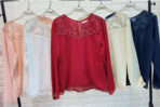 Blusa Crepe Tule No Peito Manga Longa [F081] - Image 2