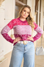 Blusa Tricot Geometrica Manga Longa [F081] - Image 3
