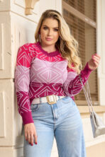 Blusa Tricot Geometrica Manga Longa [F081] - Image 4