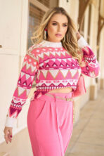 Blusa Tricot Mosaico Manga Longa [F081]