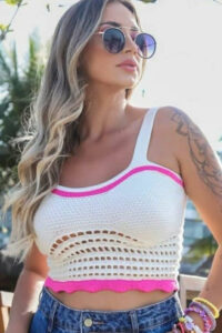 Cropped Tricot Modal Vazado Uma Listra [F081] - Image 2
