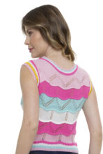 Cropped Tricot Com Manga Mosaico [F081] - Image 3