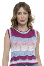 Cropped Tricot Com Manga Mosaico [F081] - Image 4