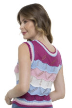 Cropped Tricot Com Manga Mosaico [F081] - Image 6