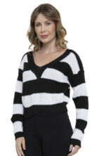 Blusa Tricot Manga Longa Gola V Listra [F081] - Image 2