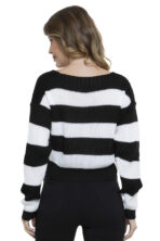 Blusa Tricot Manga Longa Gola V Listra [F081] - Image 4