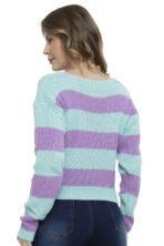 Blusa Tricot Manga Longa Gola V Listra [F081] - Image 7