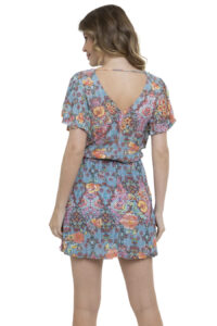 Vestido Curto Crepe Mangas Curtas Flok [F081] - Image 3