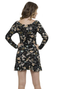 Vestido Curto Viscolycra Manga Longa Paisley [F081] - Image 3